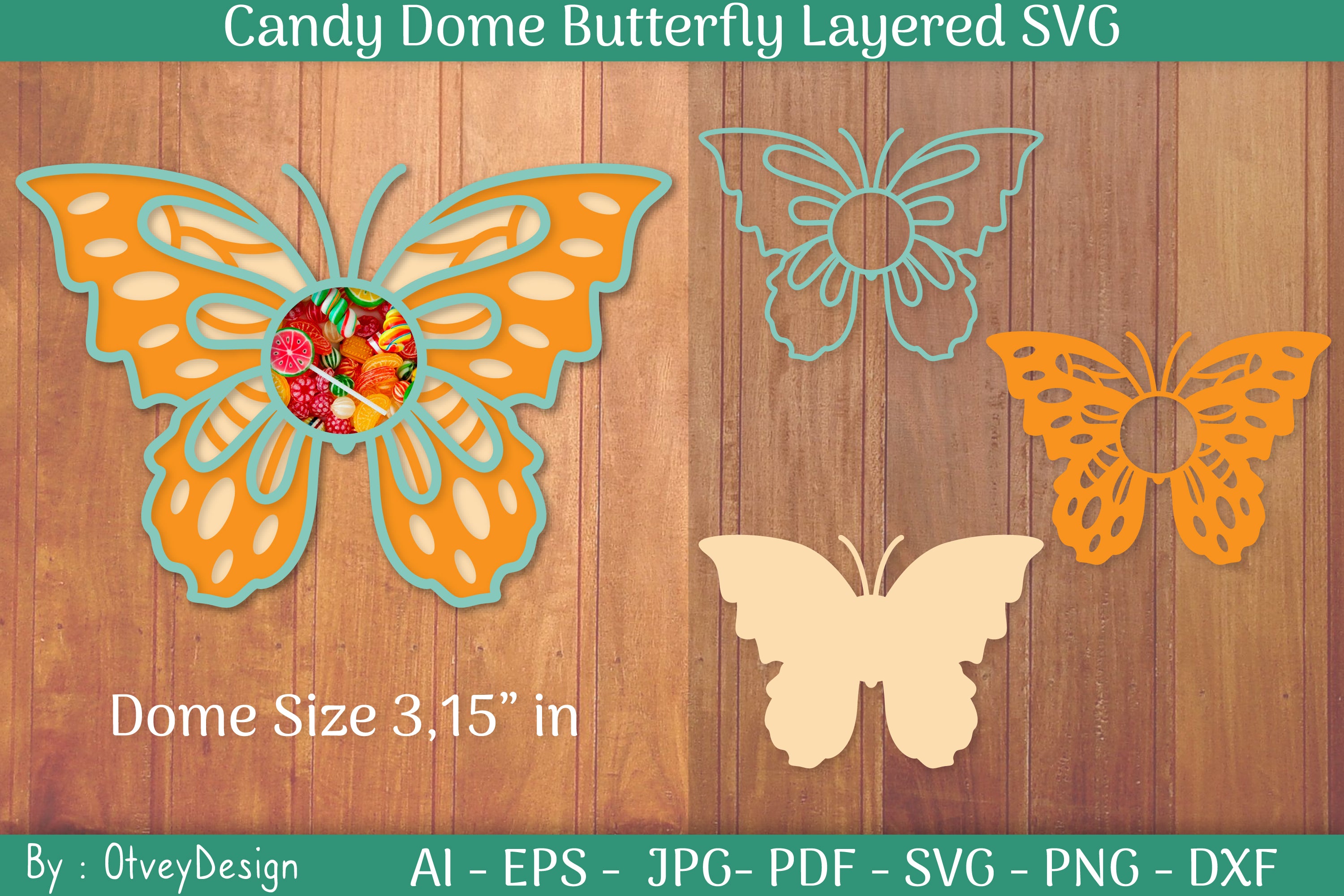 Candy Dome Butterfly Layered SVG Bundle