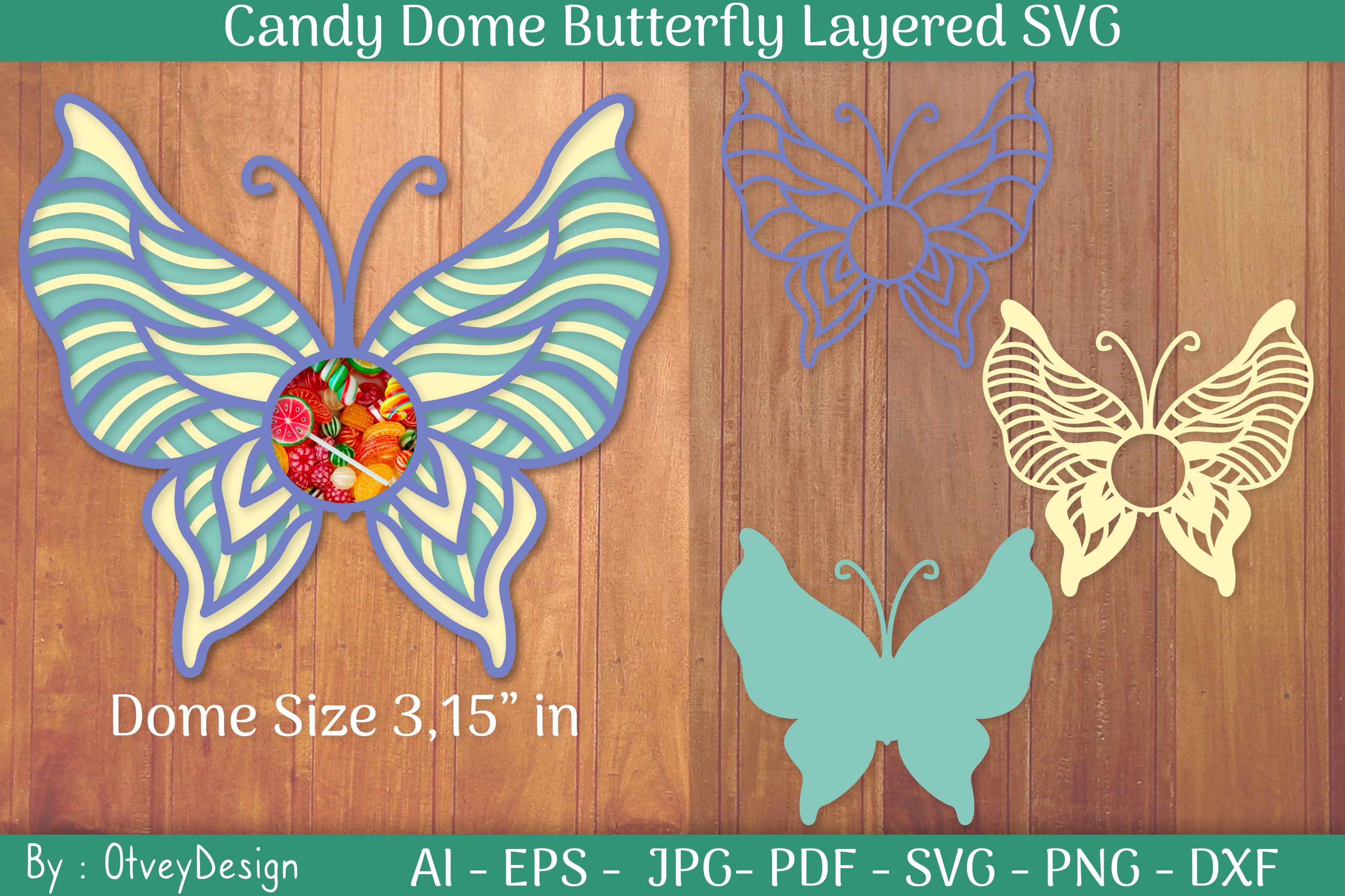 Candy Dome Butterfly Layered SVG Bundle