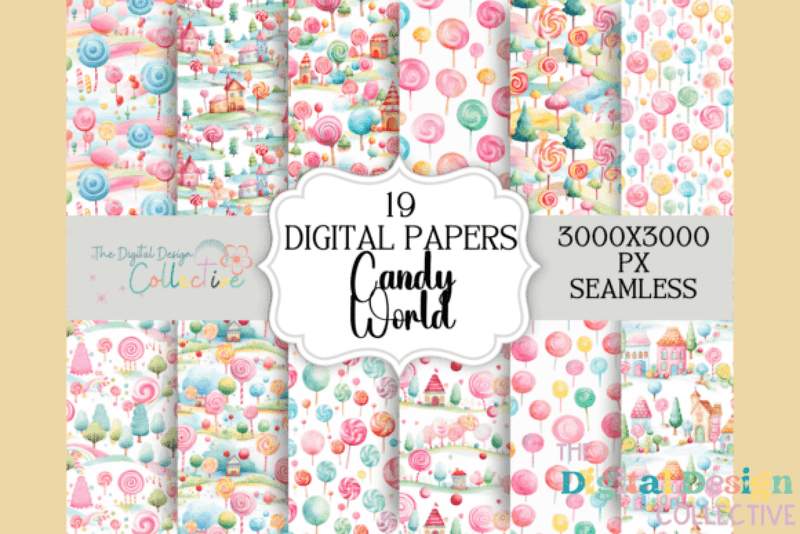 Colorful Candy World Seamless Digital Paper - CraftNest - Digital Crafting and Art