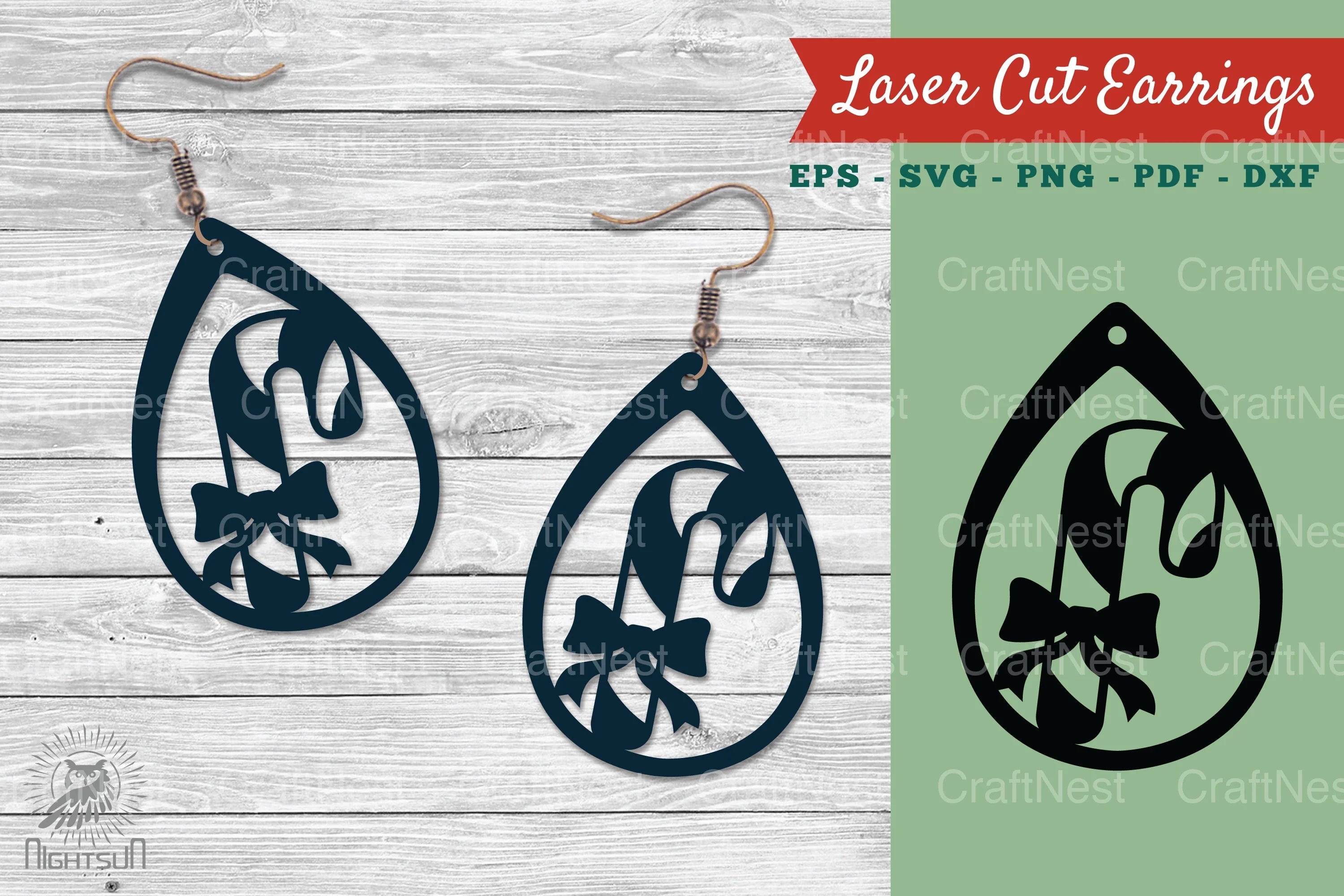 Candy Cane Earrings Design Clipart Bundle - CraftNest - Digital Crafting and Art