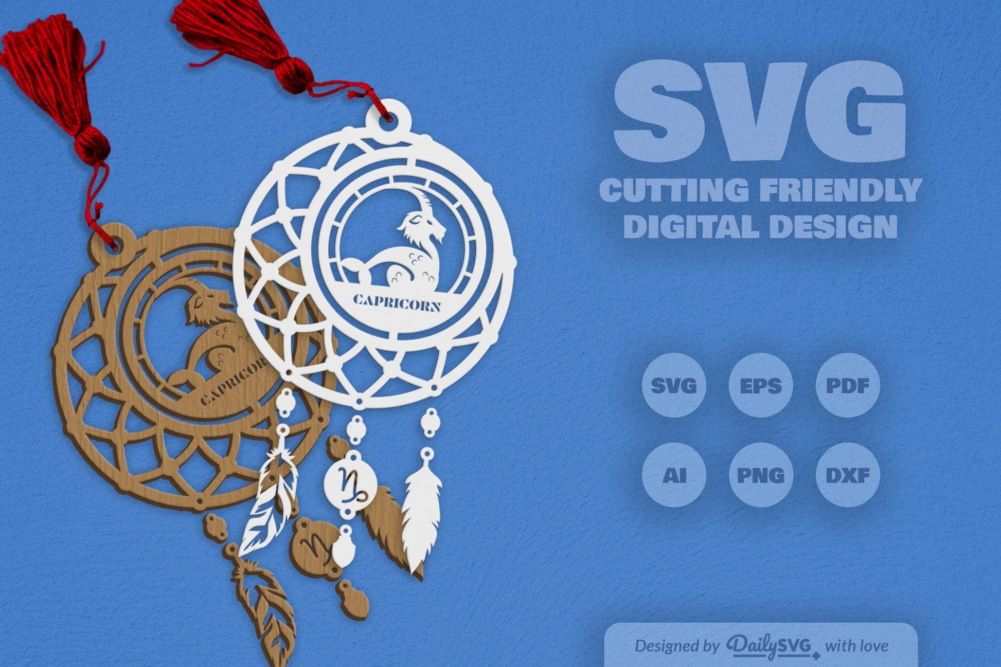 Capricorn Dream Catcher Laser Cut Clipart Set - CraftNest - Digital Crafting and Art