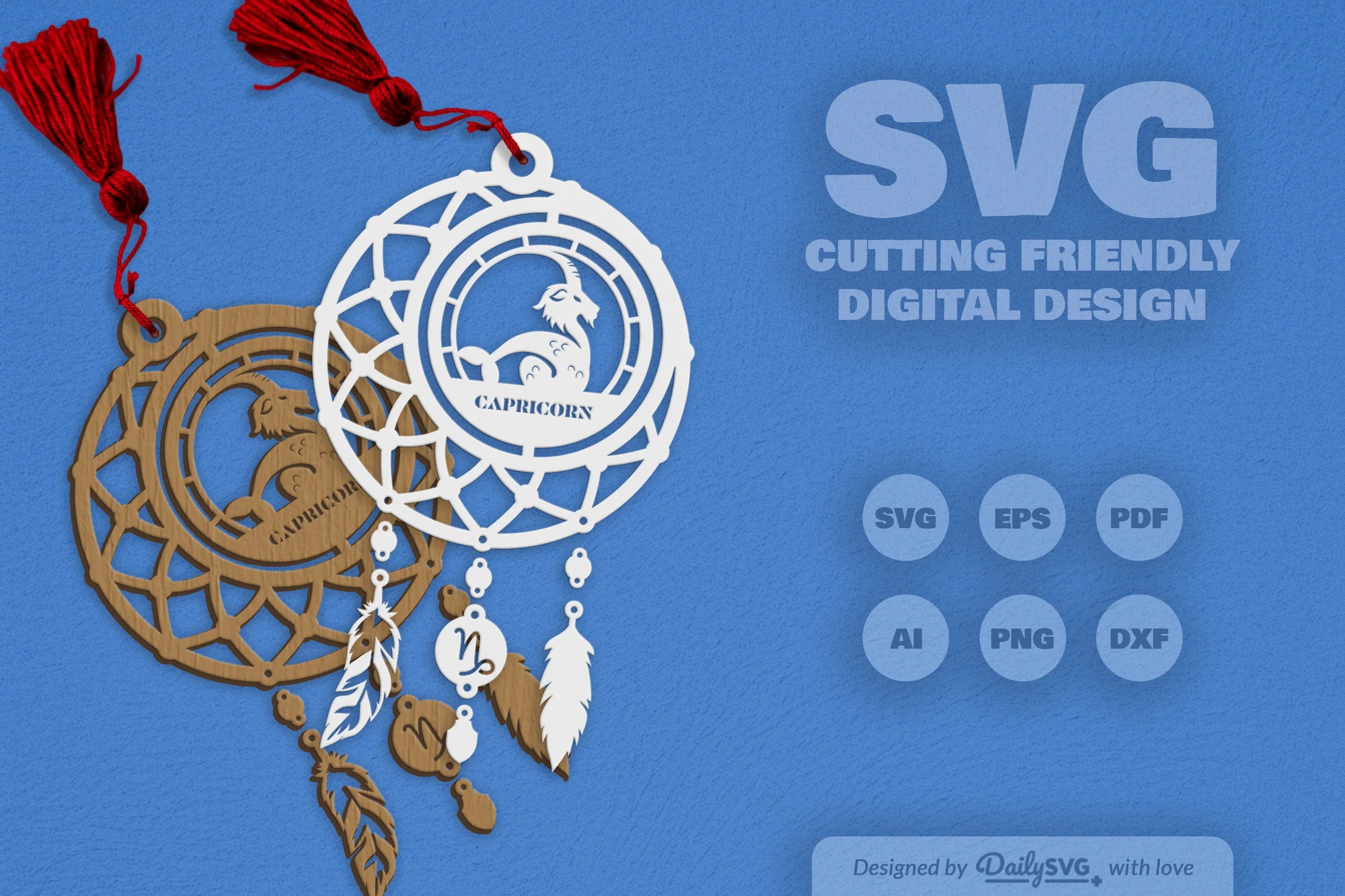 Capricorn Dream Catcher Laser Cut Clipart Set - CraftNest - Digital Crafting and Art