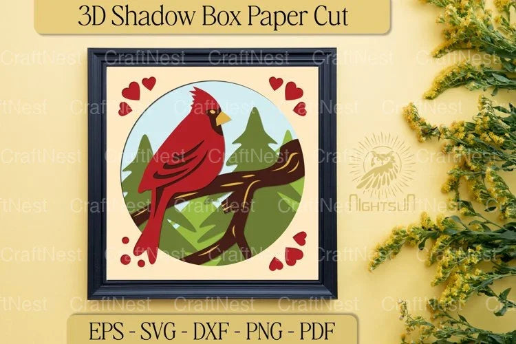 Cardinal Bird 3D Layered Paper Cut Clipart Bundle - CraftNest - Digital Crafting and Art