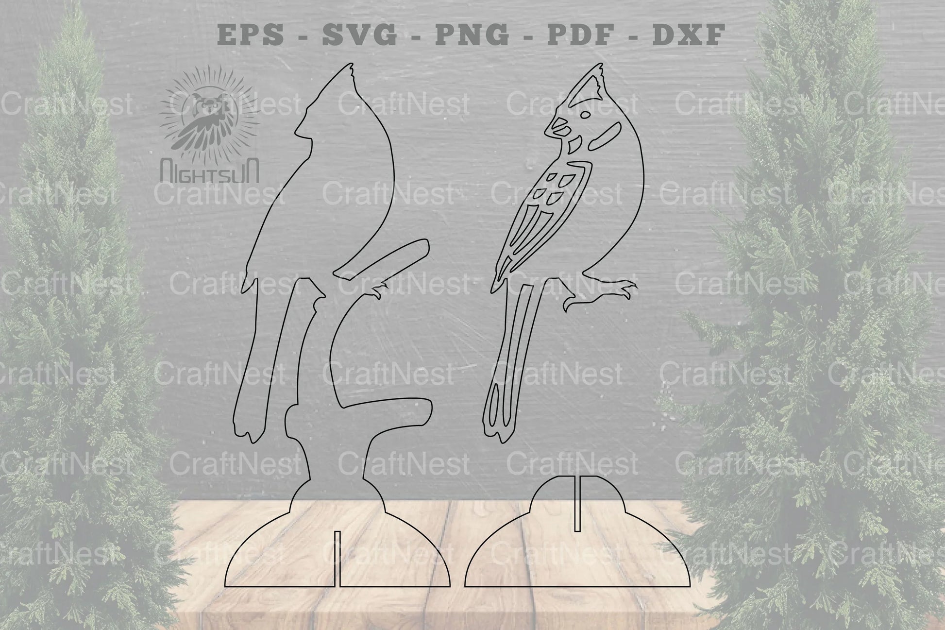 Cardinal Bird Laser Cut Home Decor SVG Bundle - CraftNest - Digital Crafting and Art