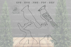 Cardinal Bird Laser Cut Home Decor Clipart Bundle - CraftNest - Digital Crafting and Art