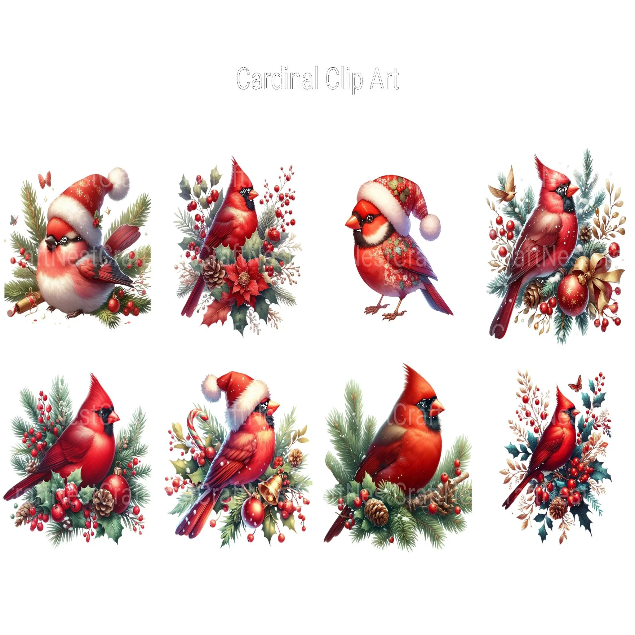Cardinal Clipart - CraftNest - Digital Crafting and Art