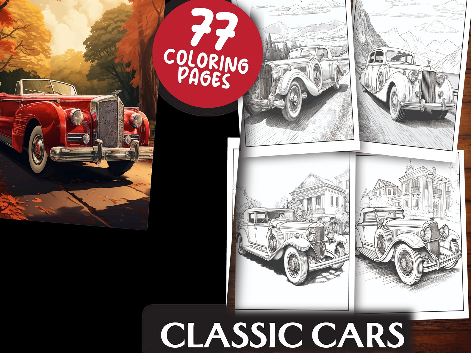 Classic Cars Coloring Book - CraftNest - Digital Crafting and Art