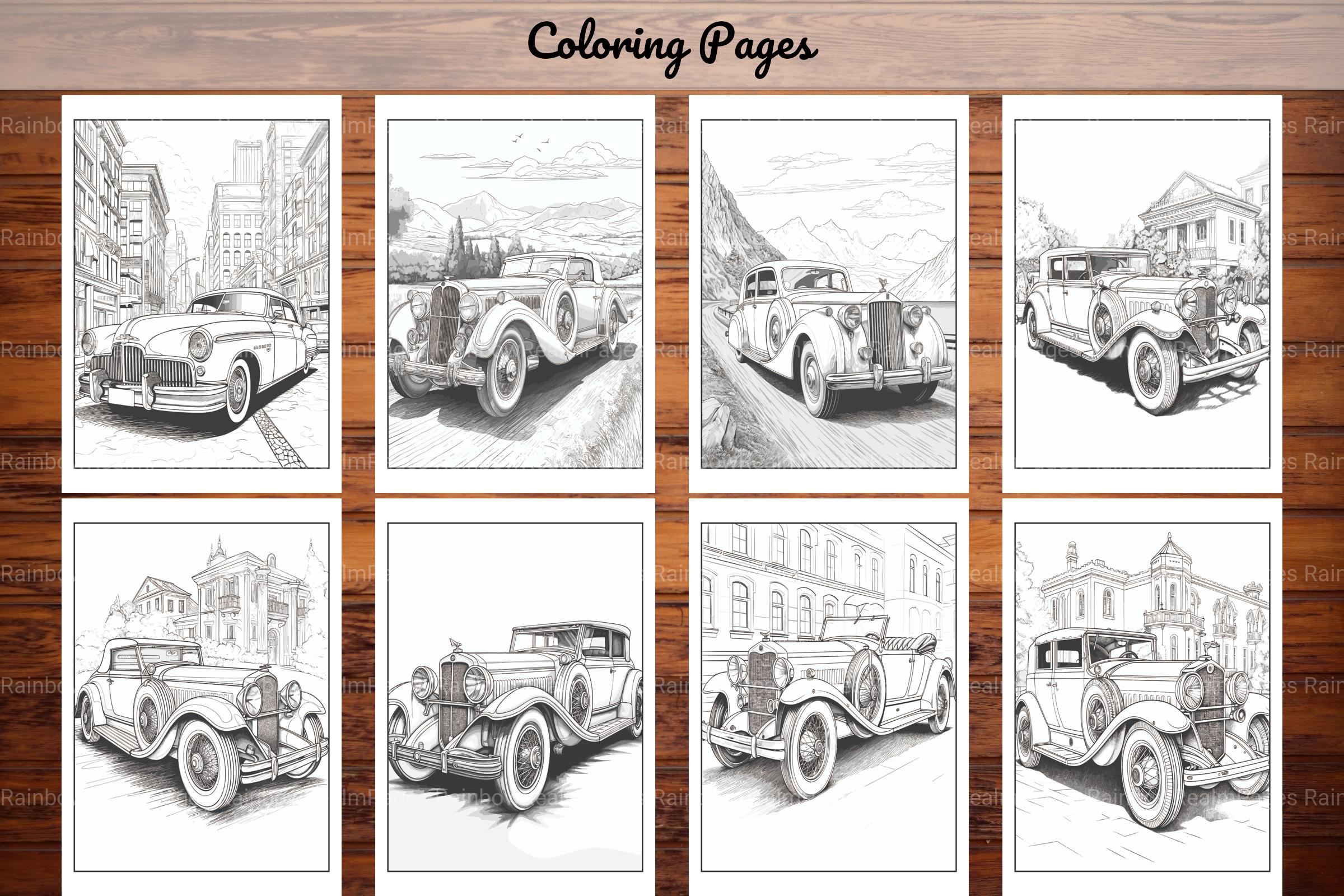 Classic Cars Coloring Book - CraftNest - Digital Crafting and Art