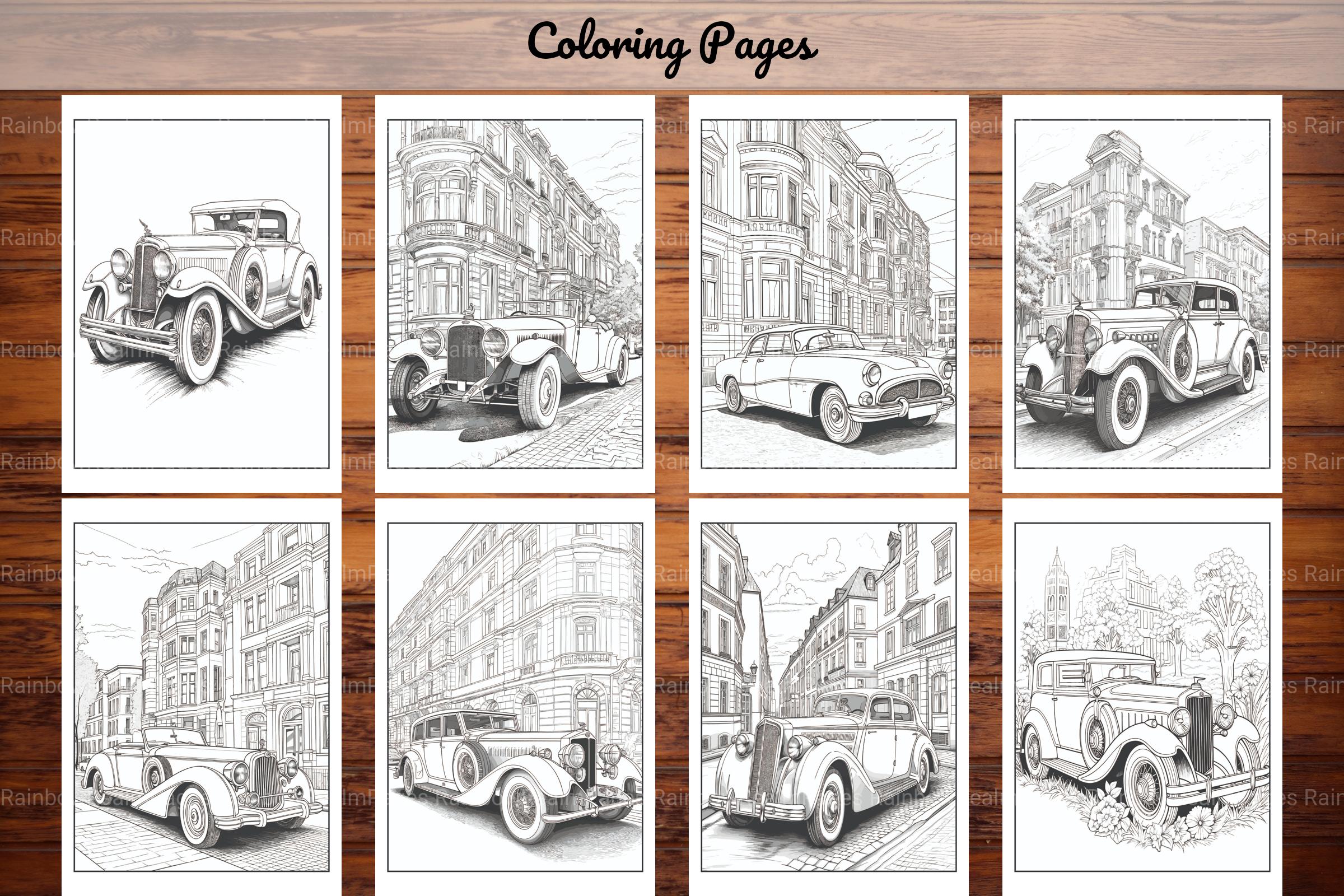 Classic Cars Coloring Book - CraftNest - Digital Crafting and Art