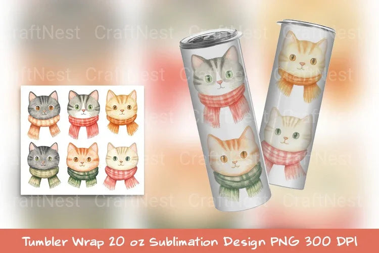 Cat Face Tumbler Wrap - CraftNest - Digital Crafting and Art
