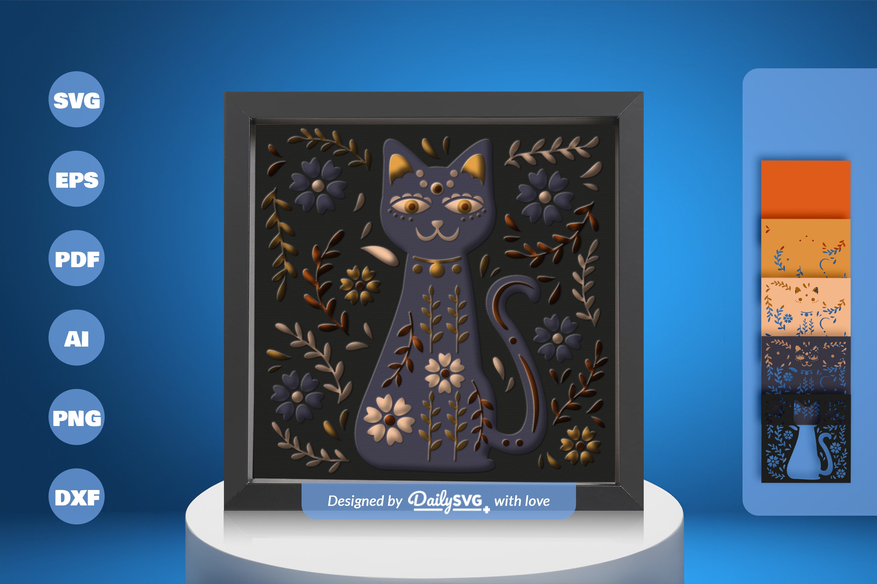 Cat Folk Art Papercut SVG Bundle