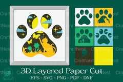 Cat Footprint 3D Layered Papercut Clipart Bundle - CraftNest - Digital Crafting and Art