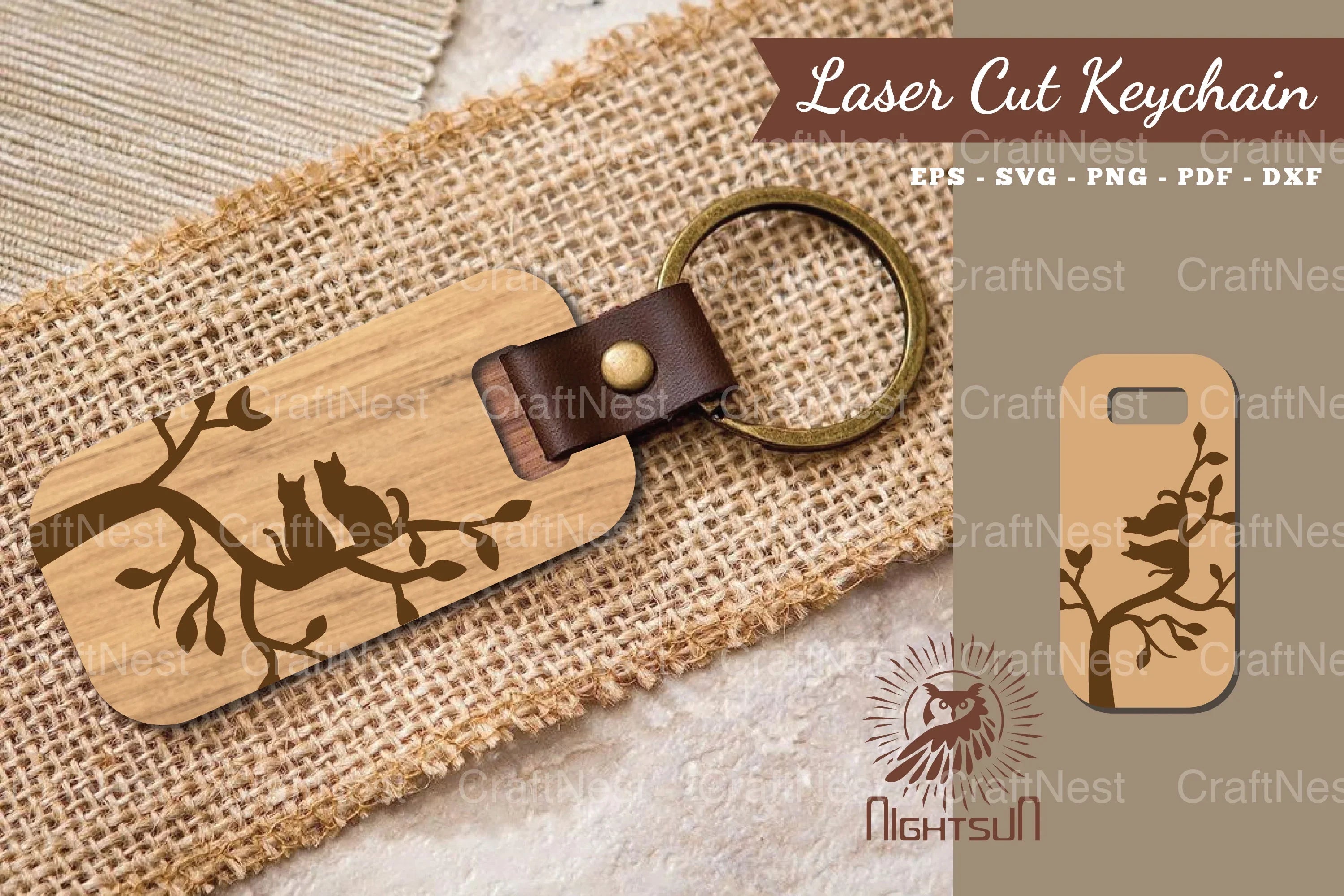 Cat Laser Cut Keychain SVG Bundle - CraftNest - Digital Crafting and Art