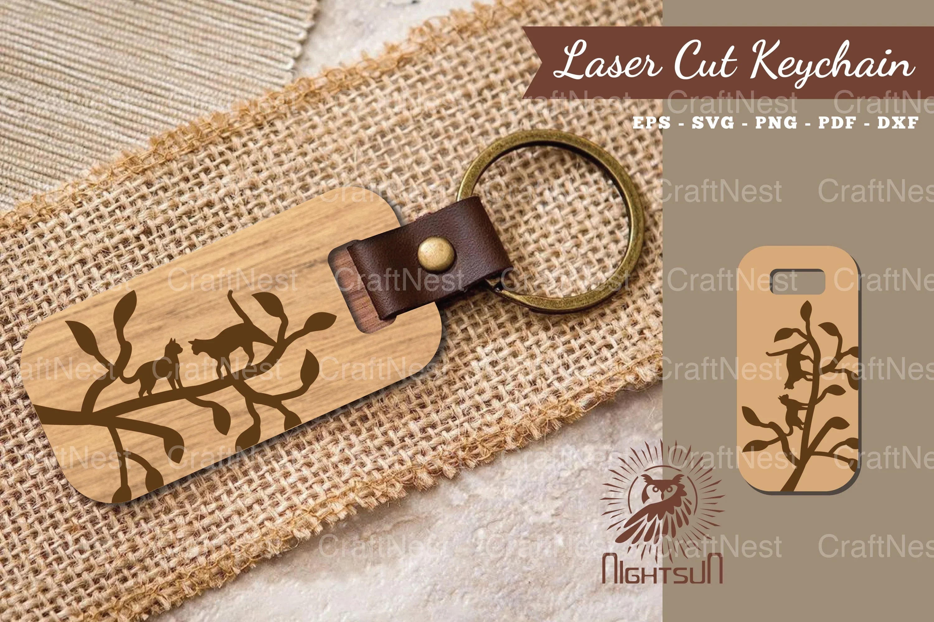 Cat Laser Cut Keychain SVG Bundle - CraftNest - Digital Crafting and Art