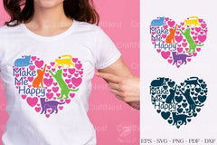 Cat Make Me Happy T-Shirt Design Clipart Bundle - CraftNest - Digital Crafting and Art