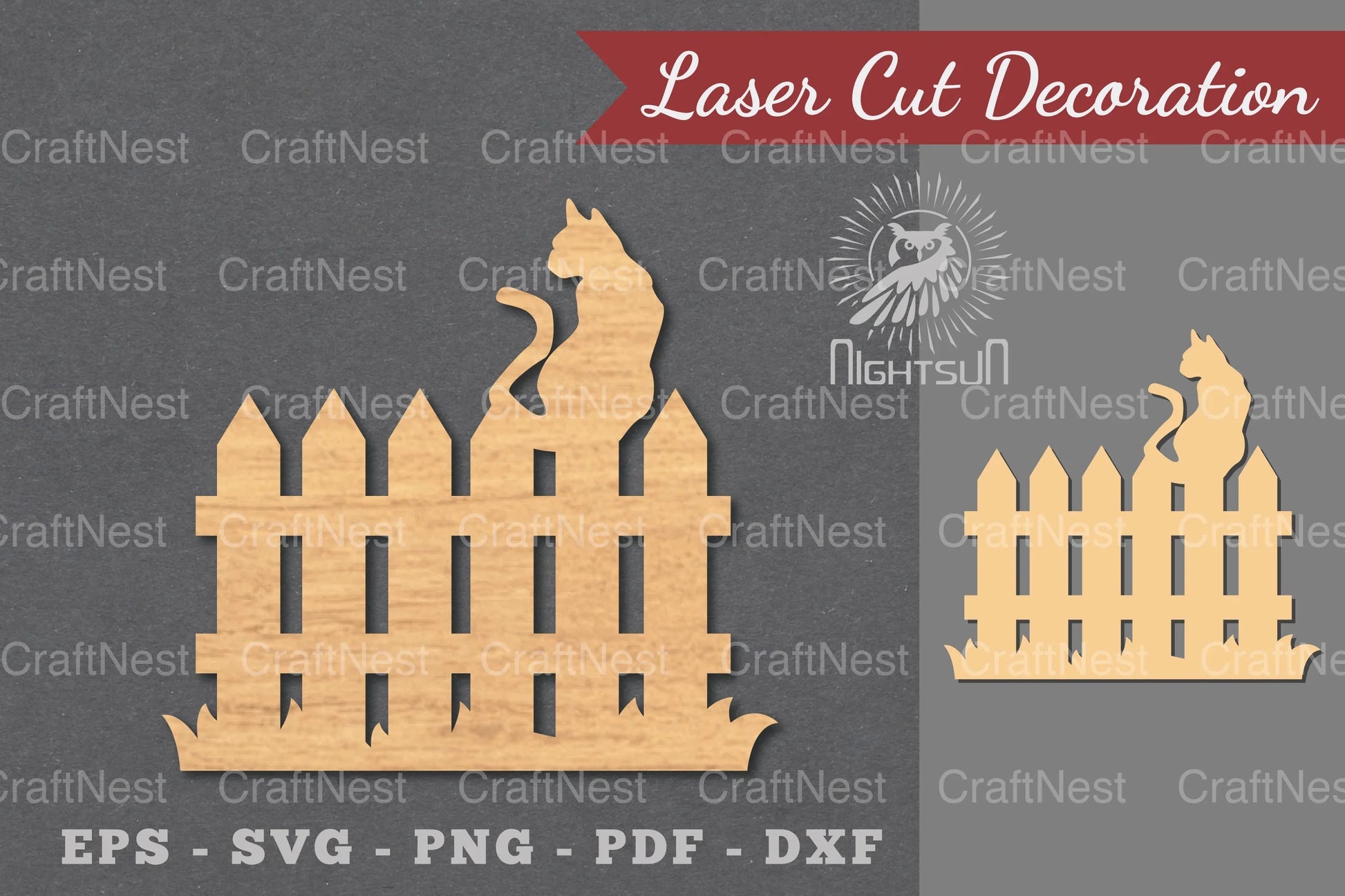 Cat On The Fence Laser Cut Decoration Clipart Bundle - CraftNest - Digital Crafting and Art