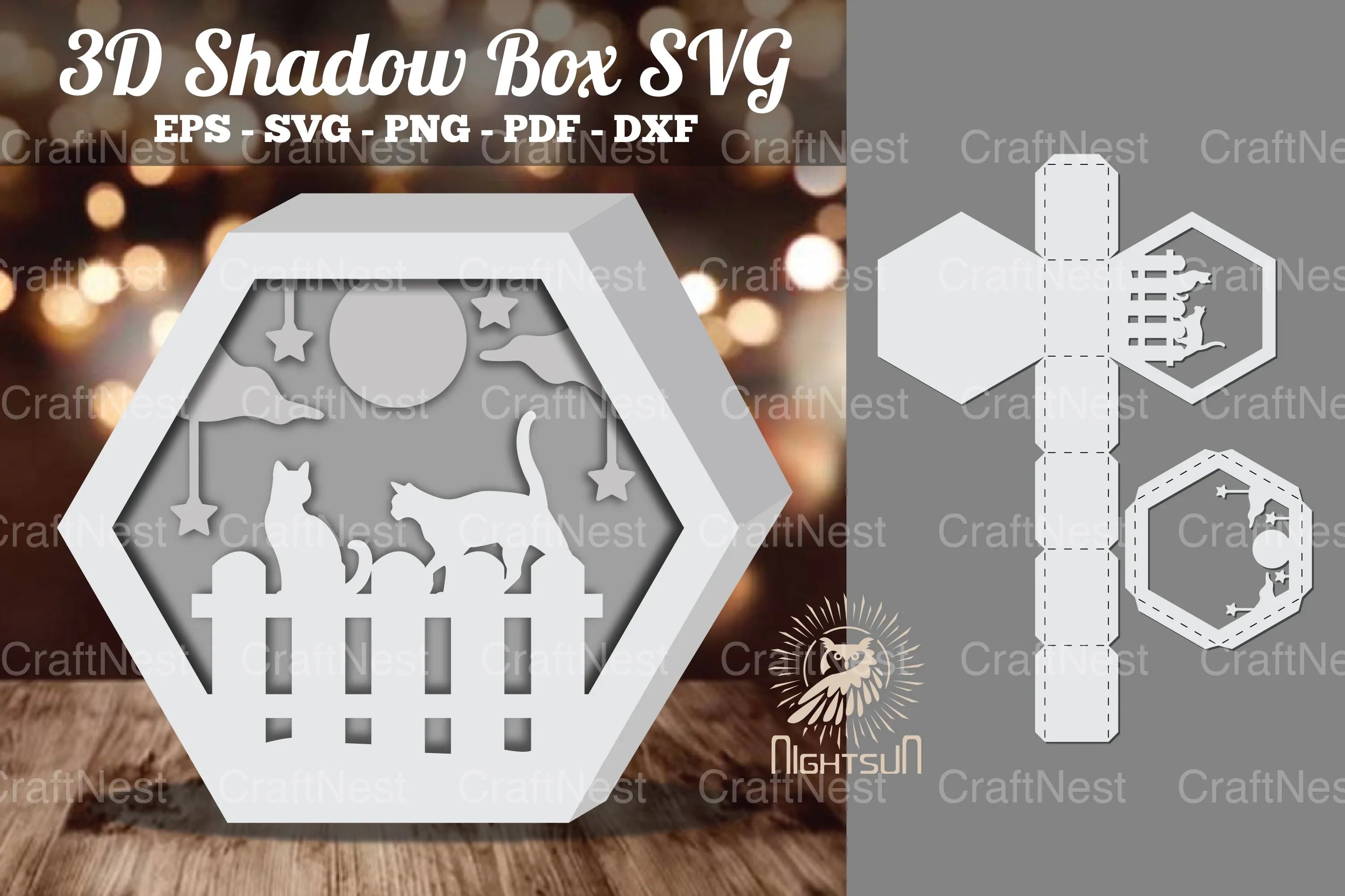 Cat Papercut 3D Shadow Box SVG Bundle - CraftNest - Digital Crafting and Art