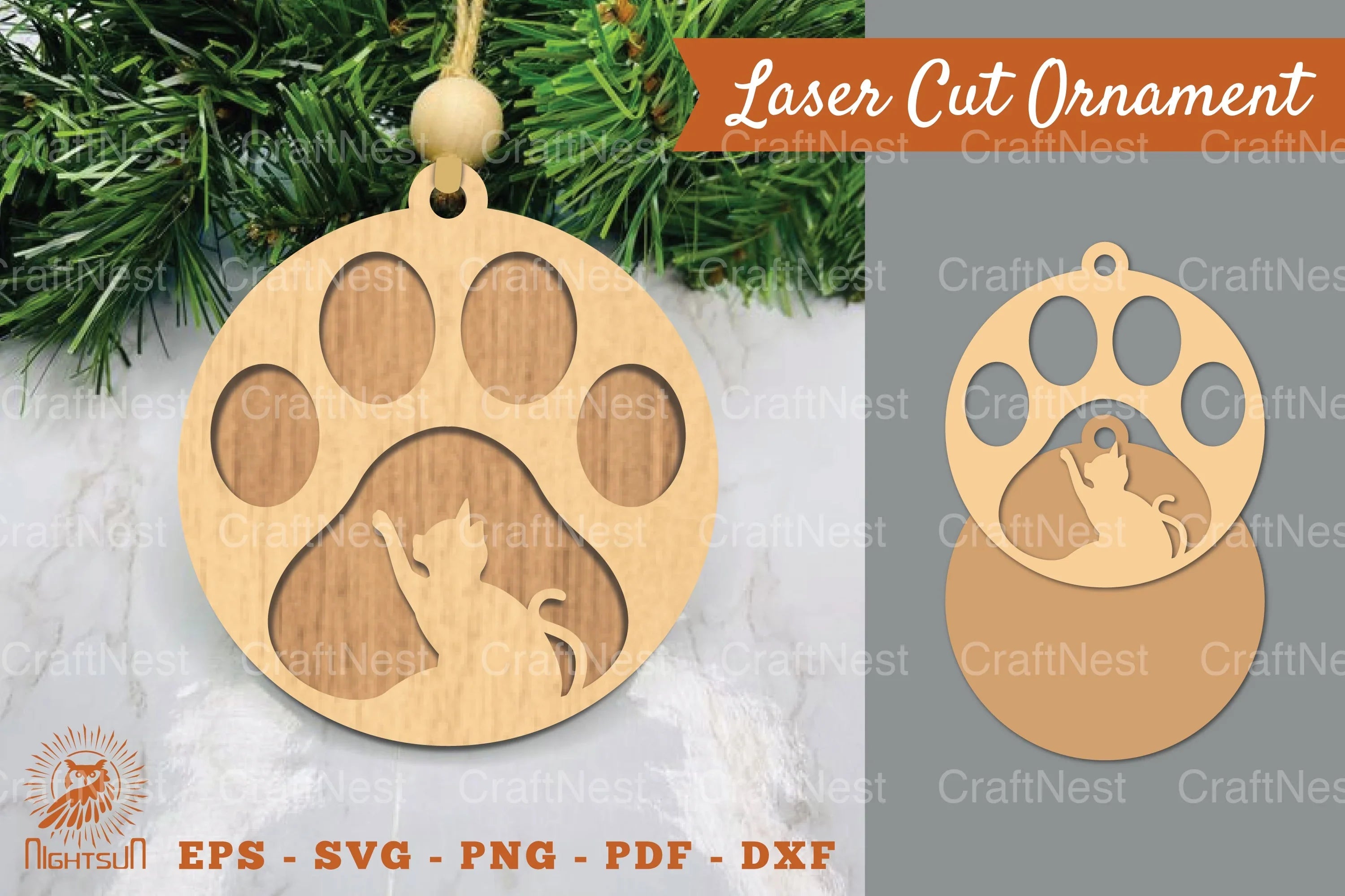 Cat Paw Laser Cut Ornament Clipart Bundle - CraftNest - Digital Crafting and Art