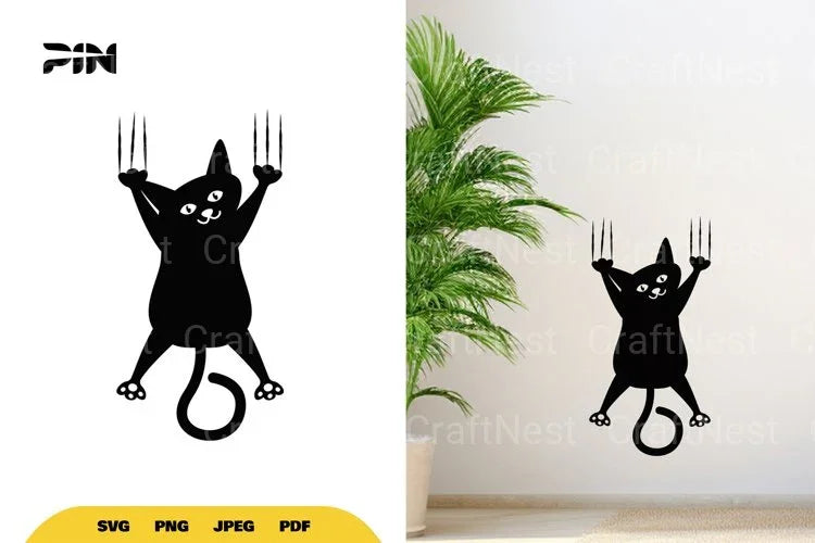 Cat Silhouette Scratching Wall SVG Bundle - CraftNest - Digital Crafting and Art