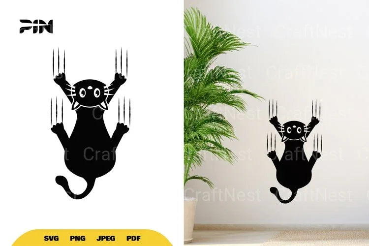 Cat Silhouette Scratching Wall SVG Bundle - CraftNest - Digital Crafting and Art
