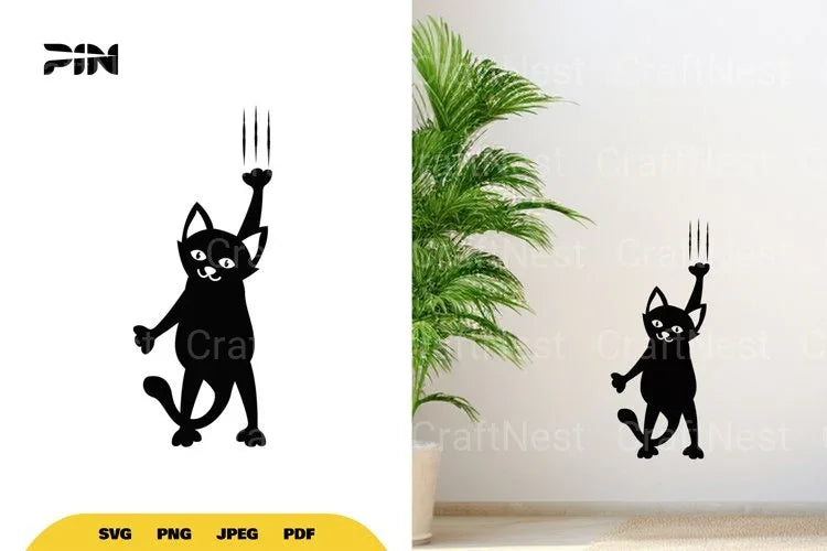 Cat Silhouette Scratching Wall SVG Bundle - CraftNest - Digital Crafting and Art