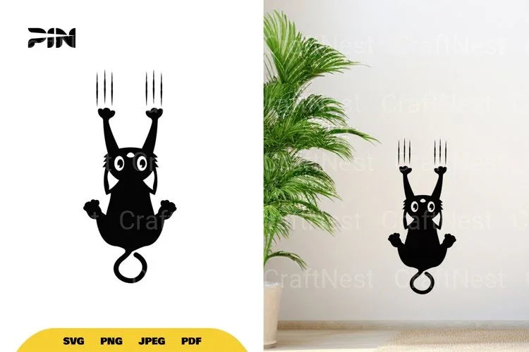 Cat Silhouette Scratching Wall SVG Bundle - CraftNest - Digital Crafting and Art