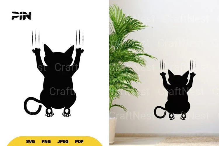 Cat Silhouette Scratching Wall SVG Bundle - CraftNest - Digital Crafting and Art