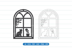 Cat Window Scene Laser Cut SVG Bundle - CraftNest - Digital Crafting and Art