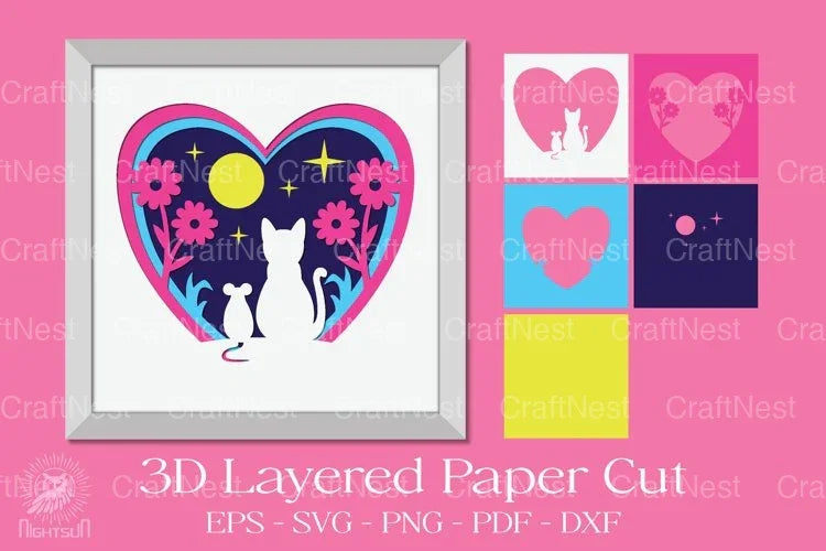 Cat and Mouse 3D Layered Papercut Clipart Bundle - CraftNest - Digital Crafting and Art