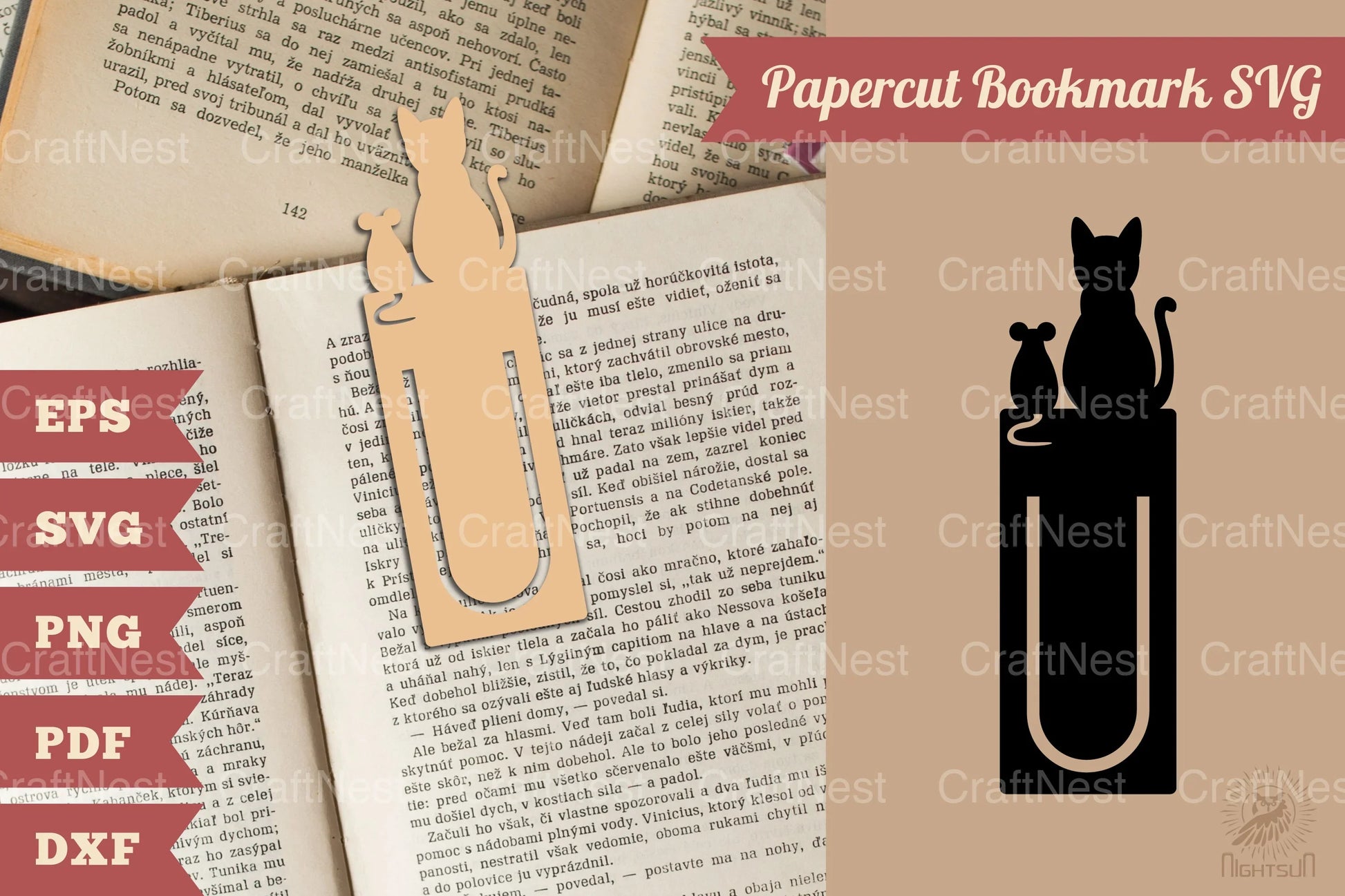 Cat and Mouse Papercut Bookmark Clipart Bundle - CraftNest - Digital Crafting and Art