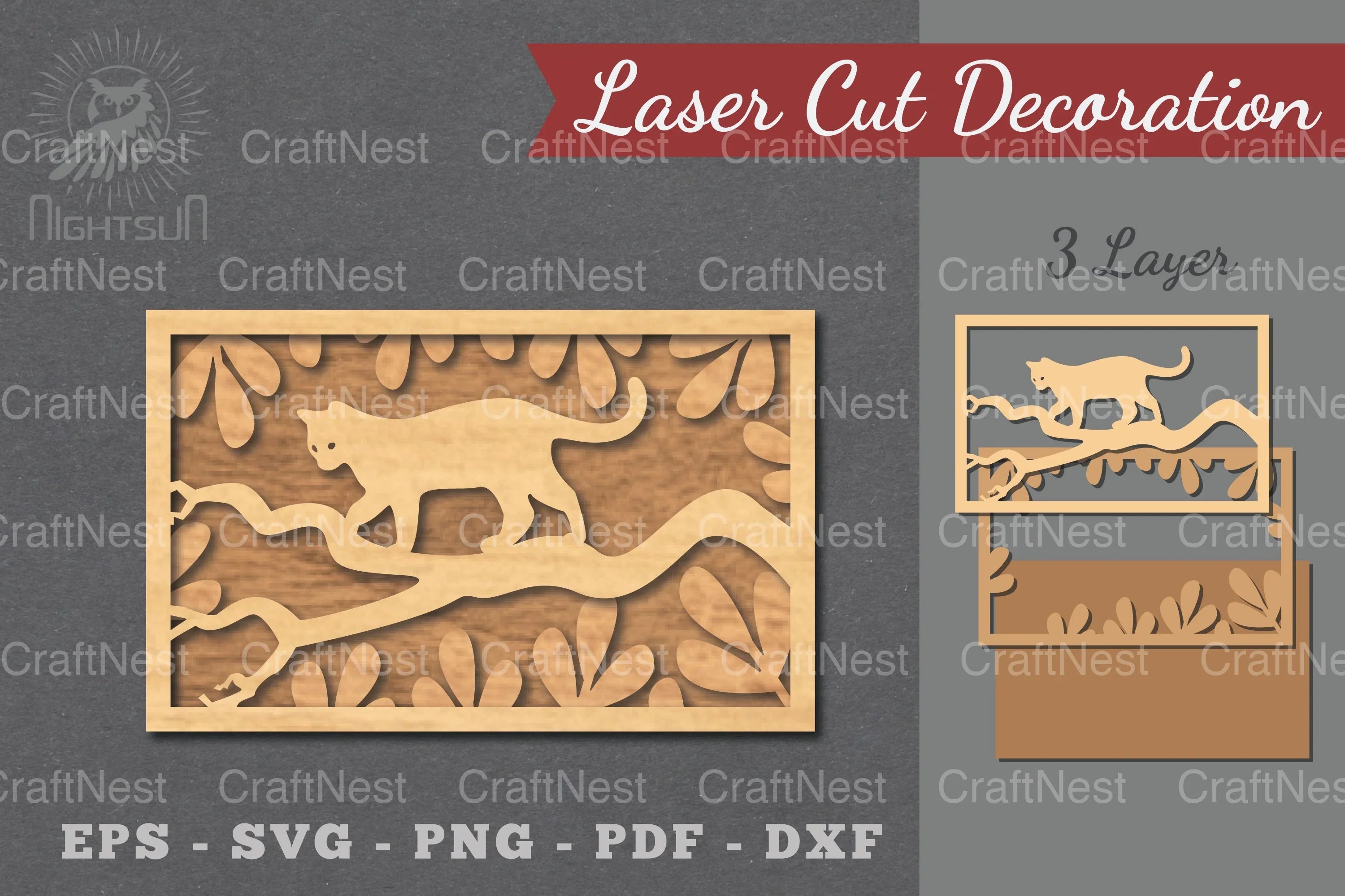 Cat in The Tree Laser Cut Home Decor SVG Bundle - CraftNest - Digital Crafting and Art