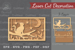 Cat in The Tree Laser Cut Home Decor Clipart Bundle - CraftNest - Digital Crafting and Art