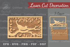 Cat in Tree Laser Cut Home Decor SVG Bundle - CraftNest - Digital Crafting and Art