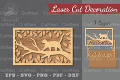 Cat in Tree Laser Cut Home Decor Clipart Bundle - CraftNest - Digital Crafting and Art
