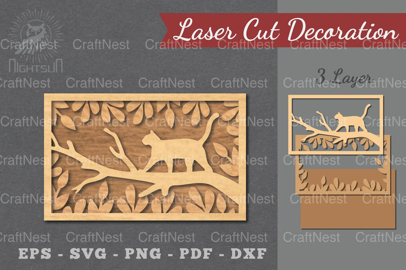 Cat in Tree Laser Cut Home Decor Clipart Bundle - CraftNest - Digital Crafting and Art