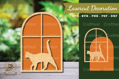 Cat in the Window Laser Cut Decoration Clipart Bundle - CraftNest - Digital Crafting and Art