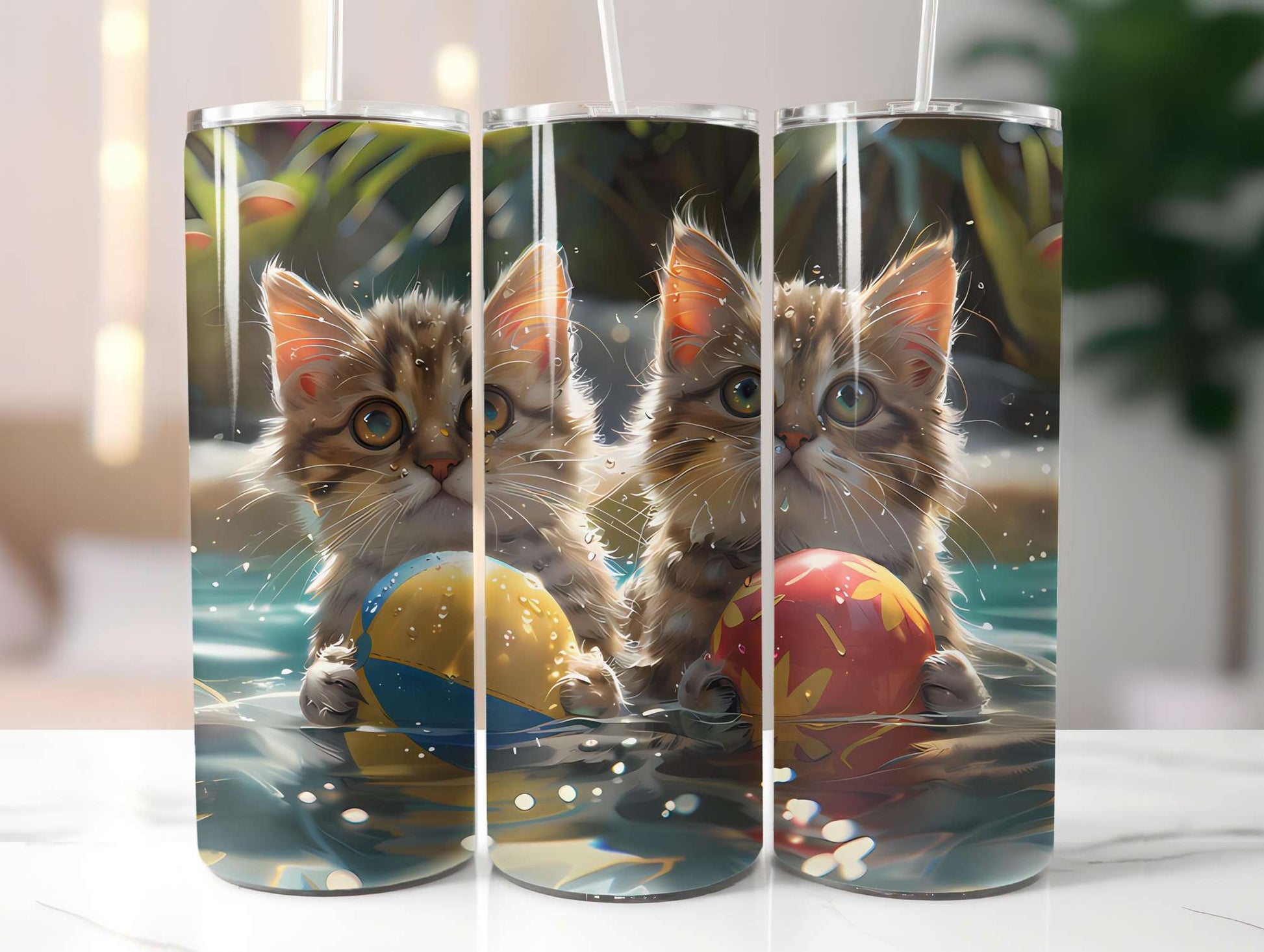 Cats Summer 2 Tumbler Wrap - CraftNest - Digital Crafting and Art