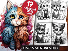 Cats Valentines Day Coloring Books - CraftNest