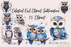 Celestial Owl Illustrations Clipart Bundle - CraftNest - Digital Crafting and Art