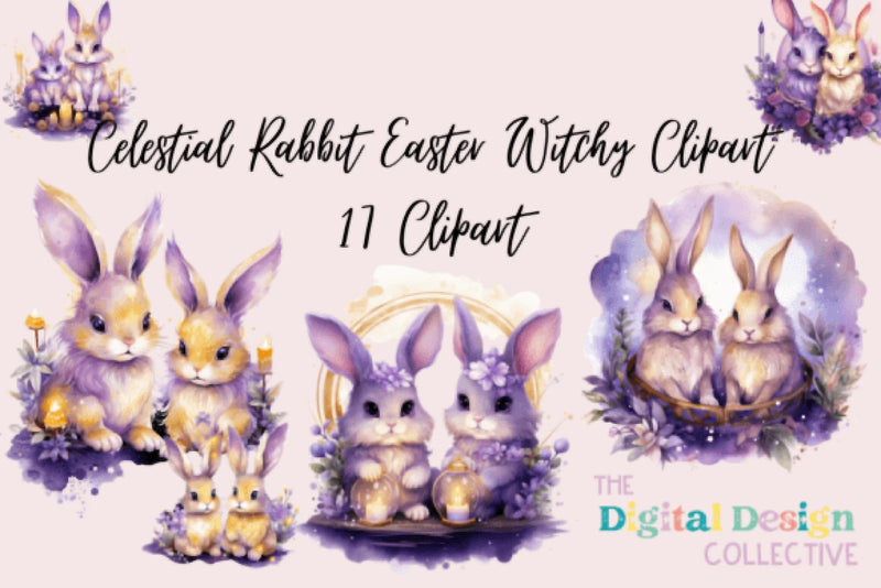 Whimsical Easter Witchy Rabbit Clipart Bundle - CraftNest - Digital Crafting and Art