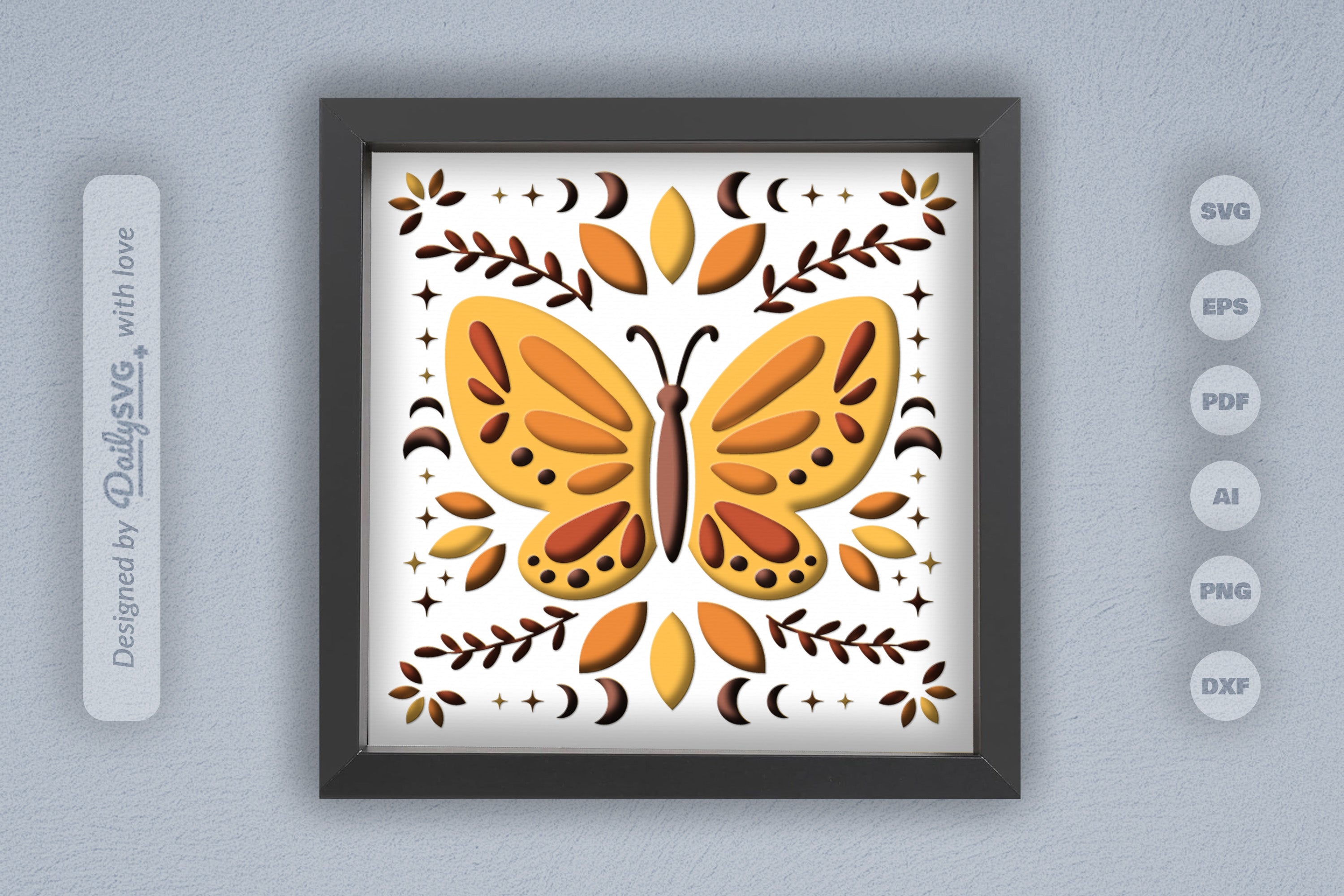 Celestial Butterfly Folk Art Papercut SVG Bundle