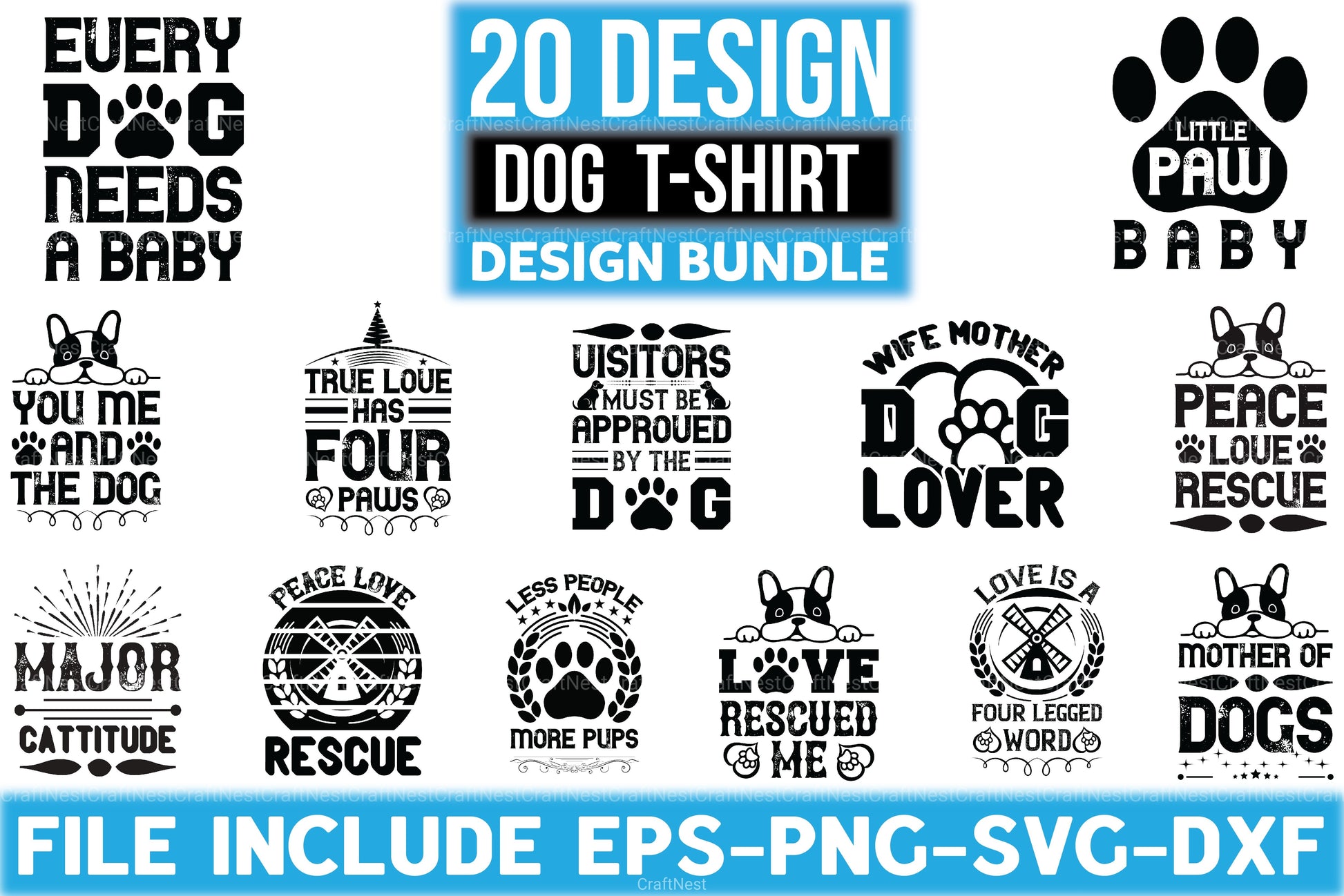Dogs T Shirt Design 20 Bundle - CraftNest - Digital Crafting and Art