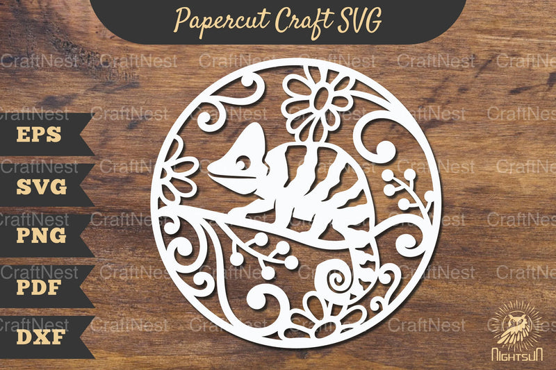 Chameleon Papercut Craft SVG Bundle - CraftNest - Digital Crafting and Art