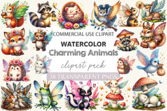 Charming Fairy Woodland Animals Clipart Bundle - CraftNest - Digital Crafting and Art