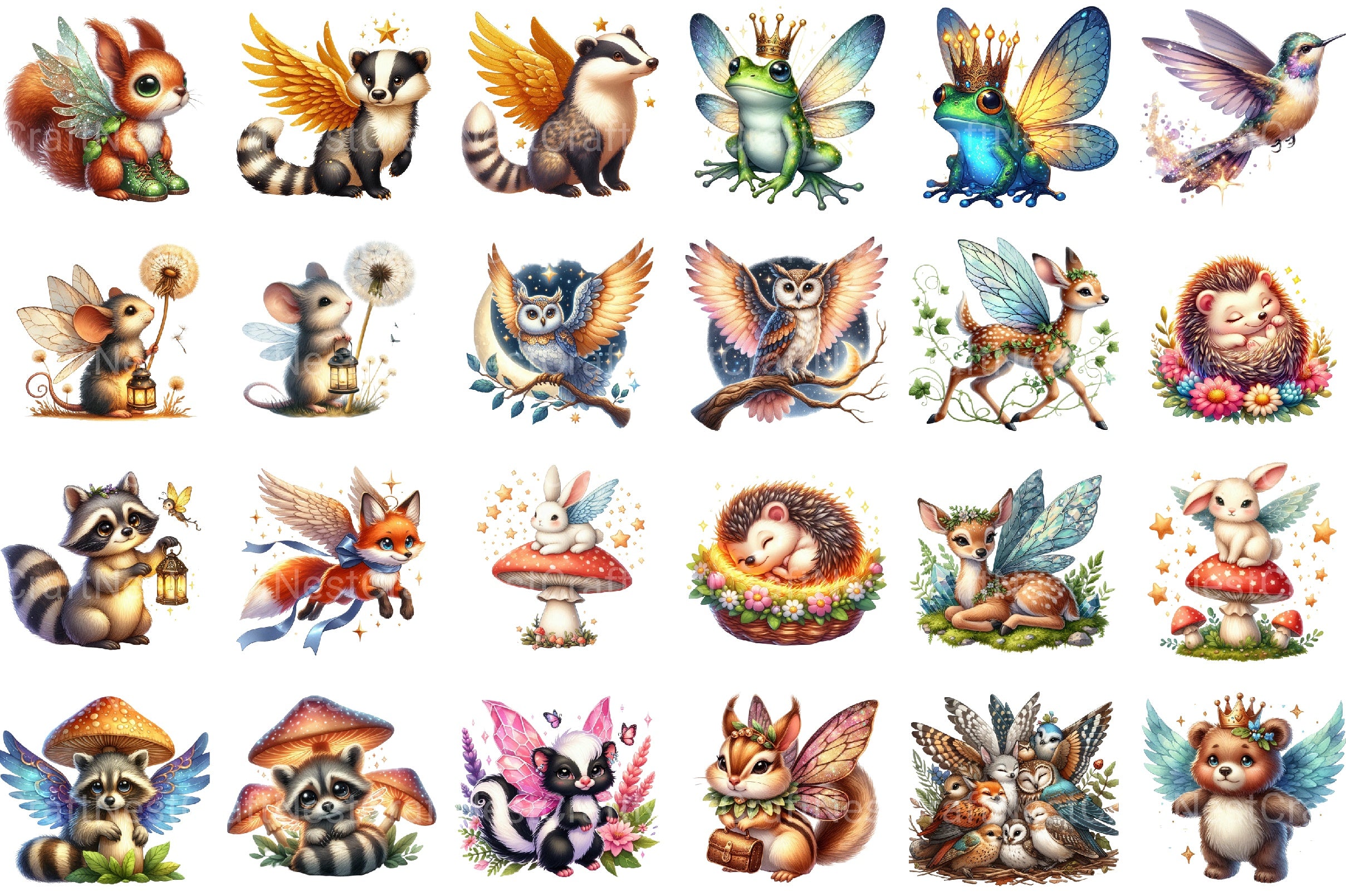 Charming Fairy Woodland Animals Clipart Bundle - CraftNest - Digital Crafting and Art