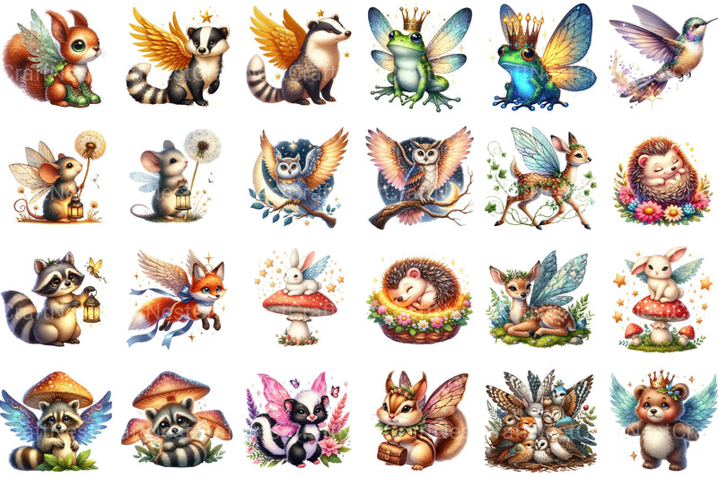 Charming Fairy Woodland Animals Clipart Bundle - CraftNest - Digital Crafting and Art