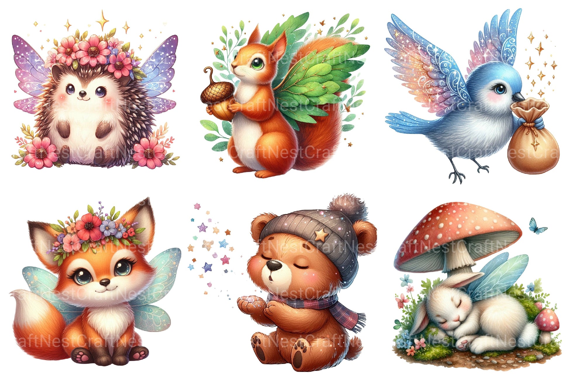 Charming Fairy Woodland Animals Clipart Bundle - CraftNest - Digital Crafting and Art