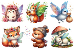 Charming Fairy Woodland Animals Clipart Bundle - CraftNest - Digital Crafting and Art