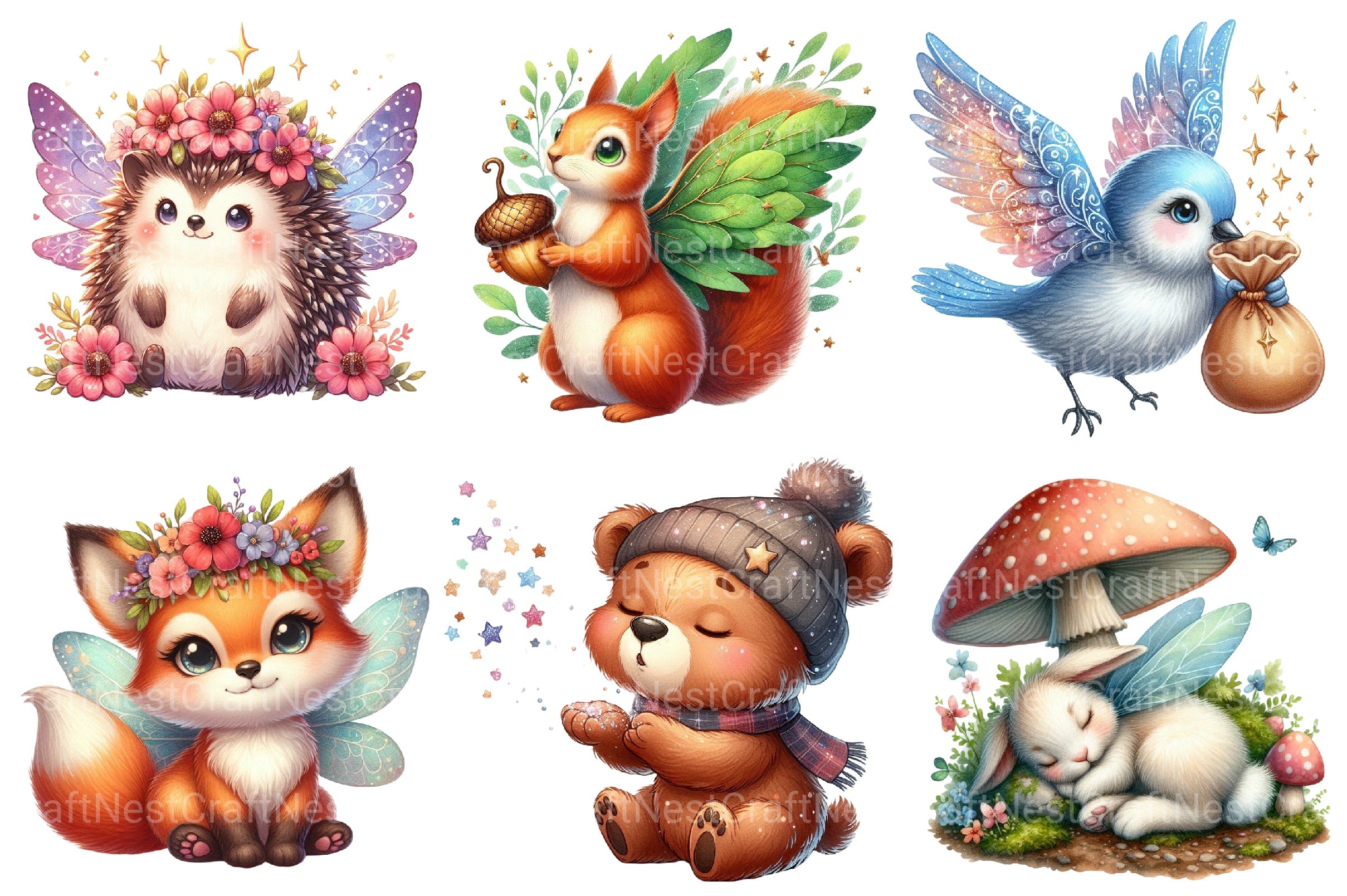 Charming Fairy Woodland Animals Clipart Bundle - CraftNest - Digital Crafting and Art