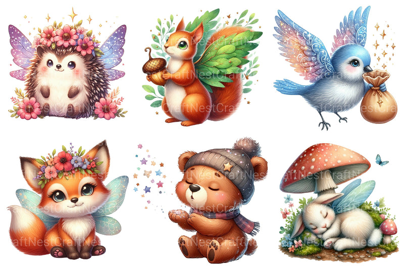 Charming Fairy Woodland Animals Clipart Bundle - CraftNest - Digital Crafting and Art